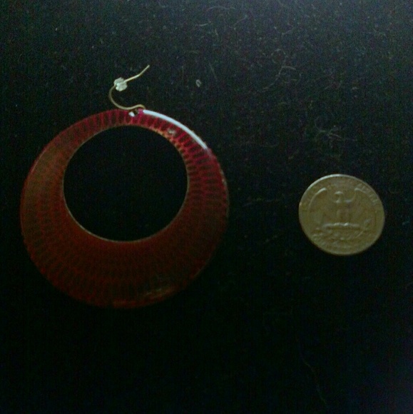 Nwot Maroon/Pink Hoop Statement Earrings - Picture 8 of 8